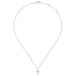 New Gabriel & Co. Pendant Necklace Cross 14K White Gold Diamond 0.09ct