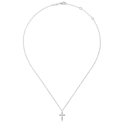 Hot Gabriel & Co. Pendant Necklace Cross 925 Sterling Silver Diamond 0.01ct
