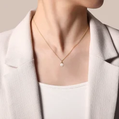 Best Gabriel & Co. Pendant Necklace Drop 14K Yellow Gold Pearl Bujukan