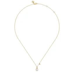 New Gabriel & Co. Pendant Necklace Drop 14K Yellow Gold Pearl