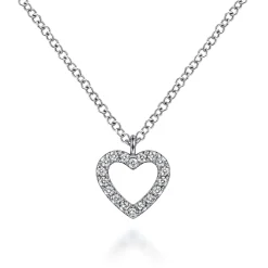 Sale Gabriel & Co. Pendant Necklace Heart 14K White Gold Diamond 0.09ct