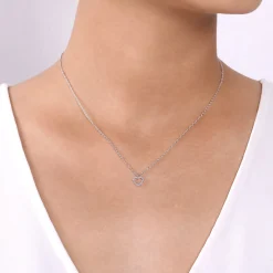 Sale Gabriel & Co. Pendant Necklace Heart 14K White Gold Diamond 0.09ct