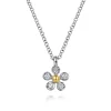 Gabriel & Co. Pendant Necklace 14K Yellow Gold and 925 Sterling Silver Diamond 0.08ct