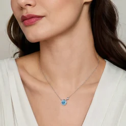 Best Gabriel & Co. Pendant Necklace 925 Sterling Silver Diamond and Blue Topaz 0.02ct