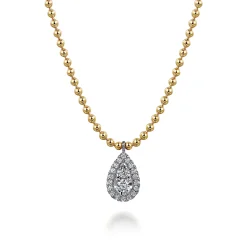 Discount Gabriel & Co. Pendant Necklace Teardrop 14K White and Yellow Gold Diamond 0.25ct Bujukan