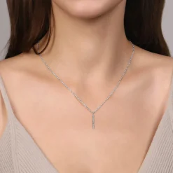 Clearance Gabriel & Co. Pendant Necklace Vertical 14K White Gold Diamond 0.07ct