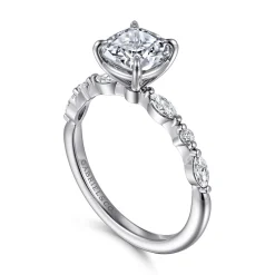 Discount Gabriel & Co. Perry - 14K White Gold Cushion Cut Diamond Engagement Ring