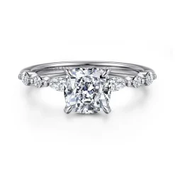 Discount Gabriel & Co. Perry - 14K White Gold Cushion Cut Diamond Engagement Ring