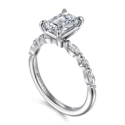 Best Gabriel & Co. Perry - 14K White Gold Emerald Cut Diamond Engagement Ring