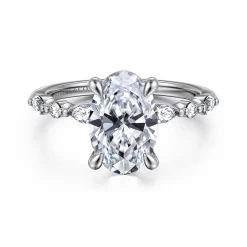 Clearance Gabriel & Co. Perry - 14K White Gold Oval Diamond Engagement Ring
