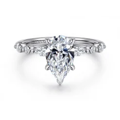 Hot Gabriel & Co. Perry - 14K White Gold Pear Shape Diamond Engagement Ring