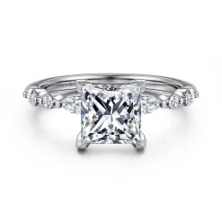 Clearance Gabriel & Co. Perry - 14K White Gold Princess Cut Diamond Engagement Ring