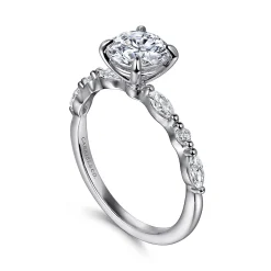 Hot Gabriel & Co. Perry - 14K White Gold Round Diamond Engagement Ring