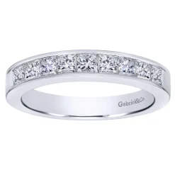 Gabriel & Co. Perugia - 14K White Gold Princess Cut 9 Stone Channel Set Diamond Wedding Band - 0.85 ct