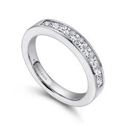 Gabriel & Co. Perugia - 14K White Gold Princess Cut 9 Stone Channel Set Diamond Wedding Band - 0.85 ct