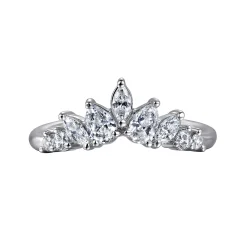 Gabriel & Co. Petra - Curved-14K White Gold Round Pear Shaped and Marquise Diamond Anniversary Band - 0.6 ct