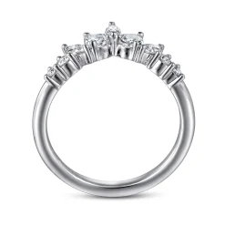 Gabriel & Co. Petra - Curved-14K White Gold Round Pear Shaped and Marquise Diamond Anniversary Band - 0.6 ct