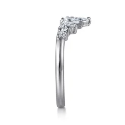 Gabriel & Co. Petra - Curved-14K White Gold Round Pear Shaped and Marquise Diamond Anniversary Band - 0.6 ct