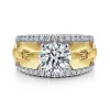 Online Gabriel & Co. Phoenix - 14K White Yellow Gold Wide Band Round Diamond Engagement Ring