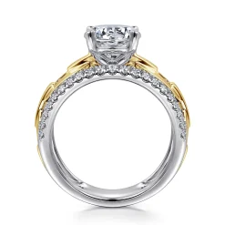 Online Gabriel & Co. Phoenix - 14K White Yellow Gold Wide Band Round Diamond Engagement Ring