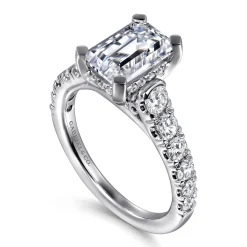 Discount Gabriel & Co. Piper - 14K White Gold Emerald Cut Diamond Engagement Ring