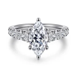 Best Gabriel & Co. Piper - 14K White Gold Marquise Shape Diamond Engagement Ring