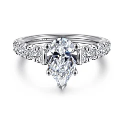 Outlet Gabriel & Co. Piper - 14K White Gold Pear Shape Diamond Engagement Ring