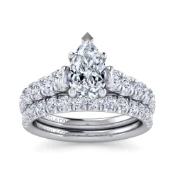 Outlet Gabriel & Co. Piper - 14K White Gold Pear Shape Diamond Engagement Ring
