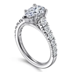 Outlet Gabriel & Co. Piper - 14K White Gold Pear Shape Diamond Engagement Ring