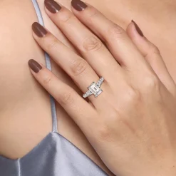 Gabriel & Co. Piper - 14K White Gold Rectangular Radiant Cut Diamond Engagement Ring