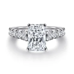 Gabriel & Co. Piper - 14K White Gold Rectangular Radiant Cut Diamond Engagement Ring