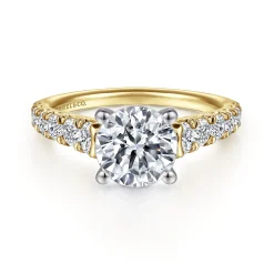 Outlet Gabriel & Co. Piper - 14K White-Yellow Gold Round Diamond Engagement Ring