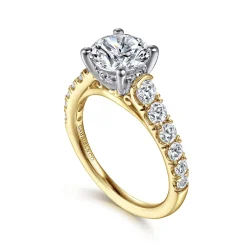 Outlet Gabriel & Co. Piper - 14K White-Yellow Gold Round Diamond Engagement Ring