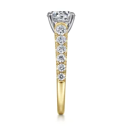 Outlet Gabriel & Co. Piper - 14K White-Yellow Gold Round Diamond Engagement Ring