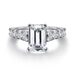 Best Gabriel & Co. Piper - Platinum Emerald Cut Diamond Engagement Ring