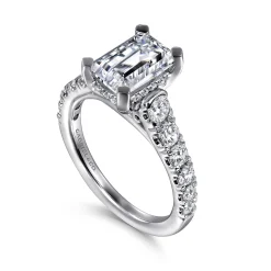 Best Gabriel & Co. Piper - Platinum Emerald Cut Diamond Engagement Ring