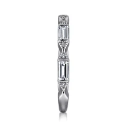 Best Gabriel & Co. Porta - 14K White Gold Channel Set Baguette and Round Diamond Anniversary Band - 0.5 ct