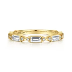 Outlet Gabriel & Co. Porta - 14K Yellow Gold Channel Set Baguette and Round Diamond Anniversary Band - 0.53 ct