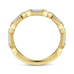 Outlet Gabriel & Co. Porta - 14K Yellow Gold Channel Set Baguette and Round Diamond Anniversary Band - 0.53 ct