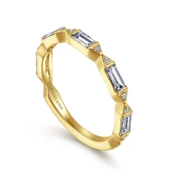 Outlet Gabriel & Co. Porta - 14K Yellow Gold Channel Set Baguette and Round Diamond Anniversary Band - 0.53 ct