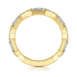 Best Gabriel & Co. Porta - 14K Yellow Gold Channel Set Baguette and Round Diamond Anniversary Band - 0.85 ct