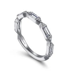 Hot Gabriel & Co. Porta - Platinum Channel Set Baguette and Round Diamond Anniversary Band - 0.5 ct