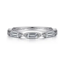 Hot Gabriel & Co. Porta - Platinum Channel Set Baguette and Round Diamond Anniversary Band - 0.5 ct