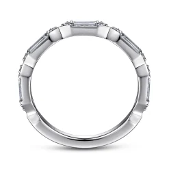 Hot Gabriel & Co. Porta - Platinum Channel Set Baguette and Round Diamond Anniversary Band - 0.5 ct