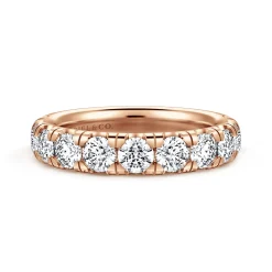 Sale Gabriel & Co. Portofino - 14K Rose Gold Round 11 Stone Diamond Anniversary Band - 2 ct
