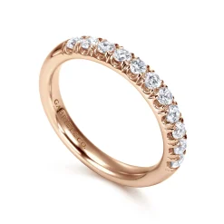 New Gabriel & Co. Portofino - 14K Rose Gold 11 Stone French Pave Diamond Wedding Band - 0.5 ct