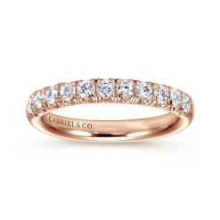 New Gabriel & Co. Portofino - 14K Rose Gold 11 Stone French Pave Diamond Wedding Band - 0.5 ct