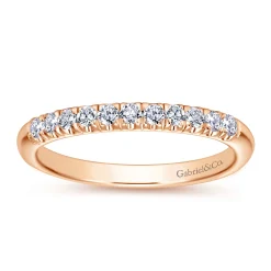 Gabriel & Co. Portofino - 14K Rose Gold 11 Stone French Pave Diamond Wedding Band - 0.25 ct