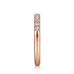 Gabriel & Co. Portofino - 14K Rose Gold 11 Stone French Pave Diamond Wedding Band - 0.25 ct