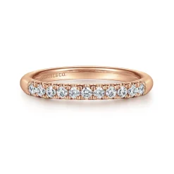Gabriel & Co. Portofino - 14K Rose Gold 11 Stone French Pave Diamond Wedding Band - 0.25 ct